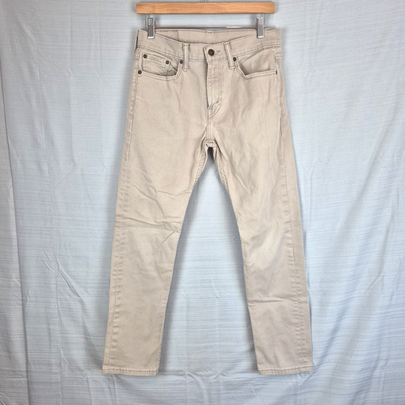 Levi's 502 Jeans Mens 29x30 Khaki Denim Taper Fit Light Wash Mid Rise Pockets - Picture 1 of 16